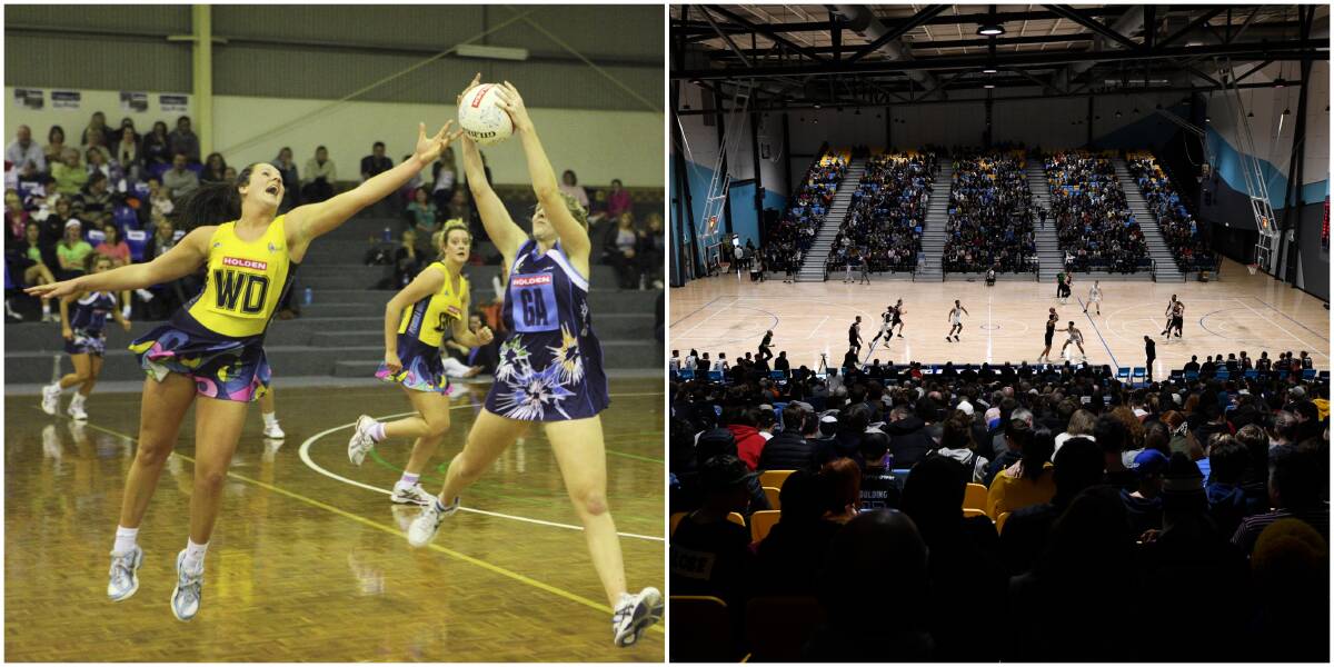 The biggest games at Wendouree Sports and Events Centre were Ballarat Pride state league netball home games, as shown in 2011. The bench side was usually bucket chairs. And now, NBL pre-season action before a packed Ballarat Sports and Events Centre in September 2019.