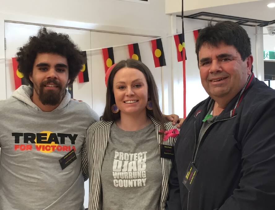VOICE: Michael "Mookeye Bell" (right) with fellow south-west assembly representatives Jordan Edwards and Ballarat's Sissy Austin.