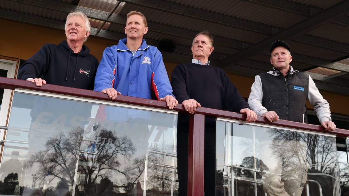 NEW VISION: Michael Walsh (Golden Point), Matt Stevens (East Ballarat), Terry McGuane (Point) and Scott O'Donohue (East) tasted premiership success as rivals. Picture: Kate Healy