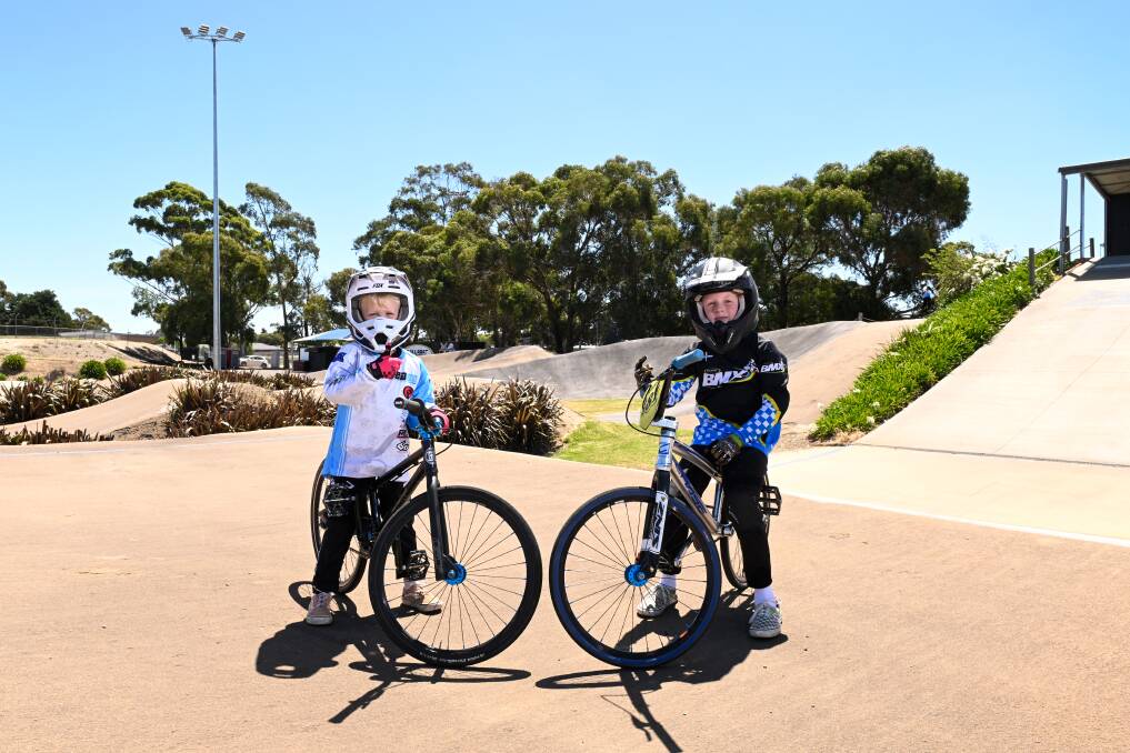 Lars and Eli can hardly wait for the newest feature in Ballarat Cycle Classic - BMX racing at Marty Busch Reserve. Picture by Adam Trafford