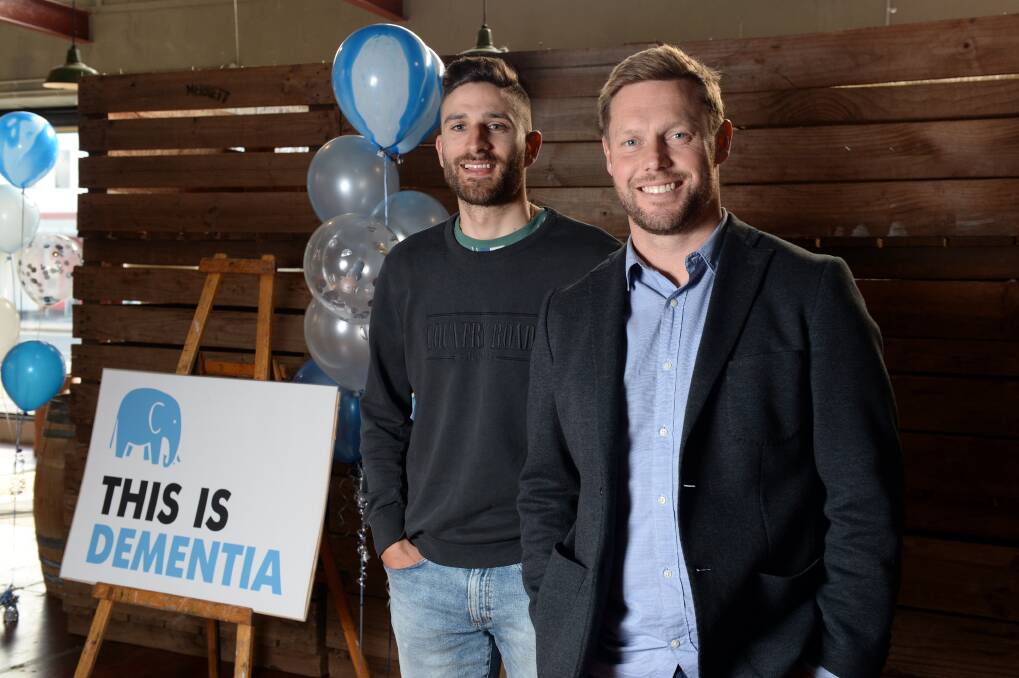 TEAMING UP: AFL premiership player Sam Mitchell joins This Is Dementia founder Nick Locandro to raise community awareness for the disease. Picture: Kate Healy