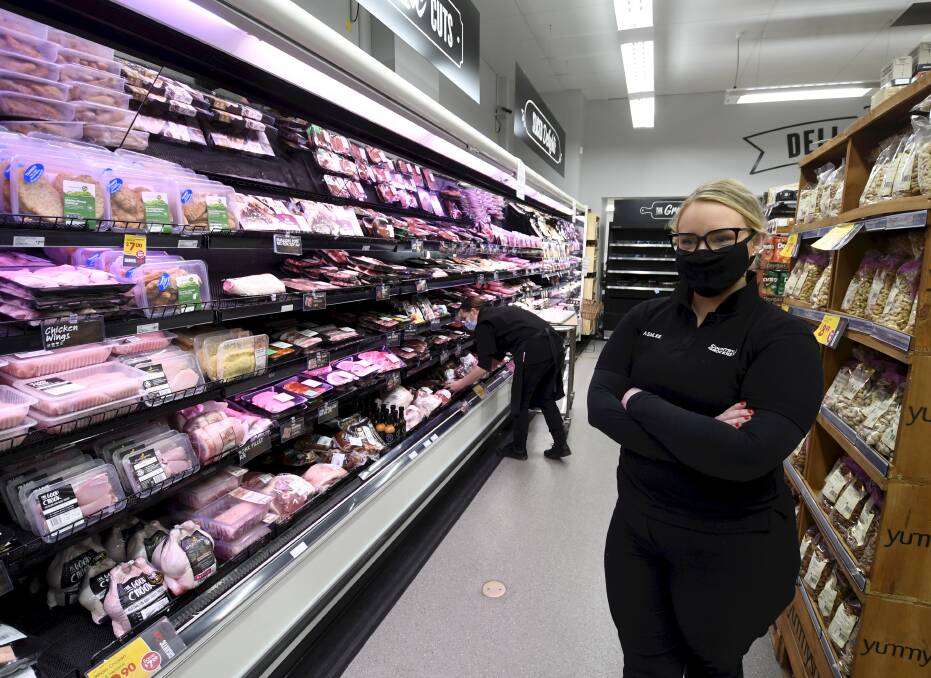 REPLENISH: IGA Ballan store manager Ashlee Brooker says direct suppliers have been amazing in helping to build-up supermarket stock while customer attitudes kept morale high. Picture: Lachlan Bence