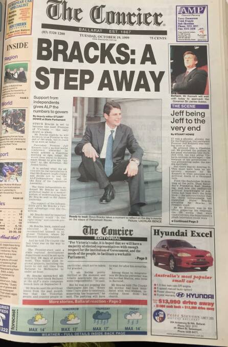 AS IT HAPPENED: Front page of The Courier on the day Steve Bracks was sworn in as Victorian Premier, October 20, 1999.