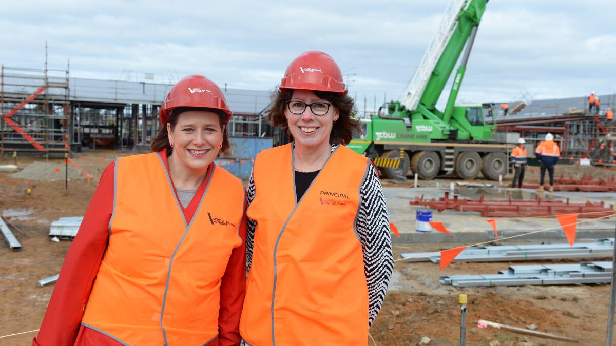 PLANNING LESSON: Wendouree MP Juliana Addison and Sue Sawyer, who is principal for the new primary school in Lucas. Picture: Kate Healy