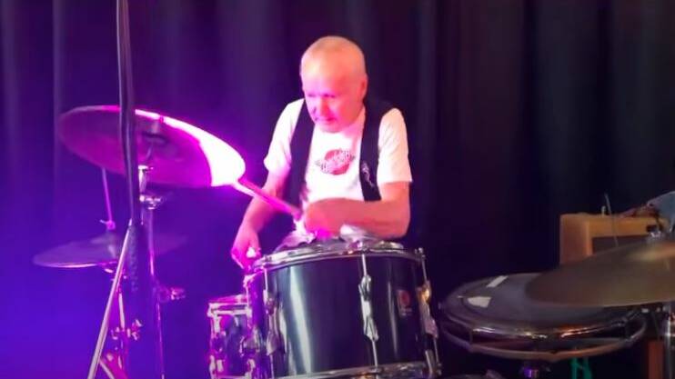DEFINING: Drummer Jac Kreemers plays in a celebration concert at Sutton's House of Music in 2017 to raise dementia awareness. He did not miss a beat. Picture: Mick Trembath