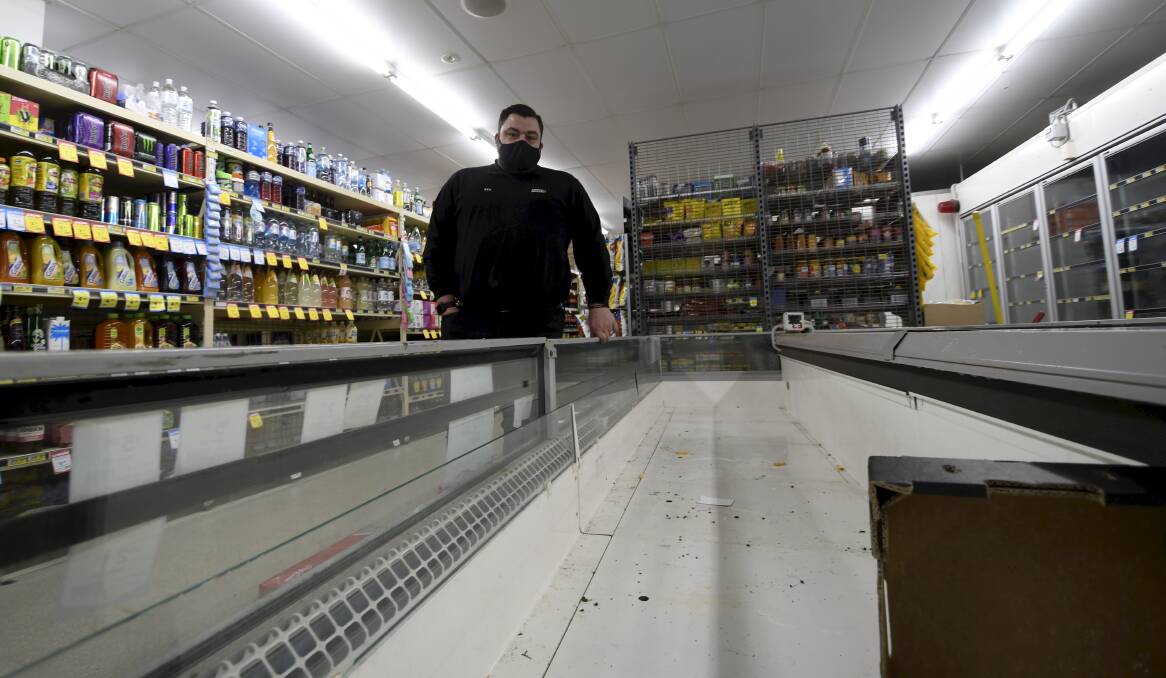 GONE: Country Grocers IGA co-owner Ben Decis was still trying to assess the full extent of stock loss from no power to the Trentham store. Picture: Lachlan Bence
