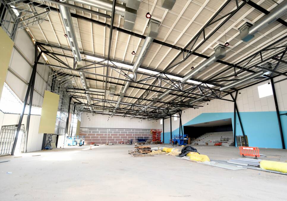 A look at Ballarat Sports and Events Centre showcourt arena earlier this month. Floorboards will be laid in here later this week. Picture: Lachlan Bence