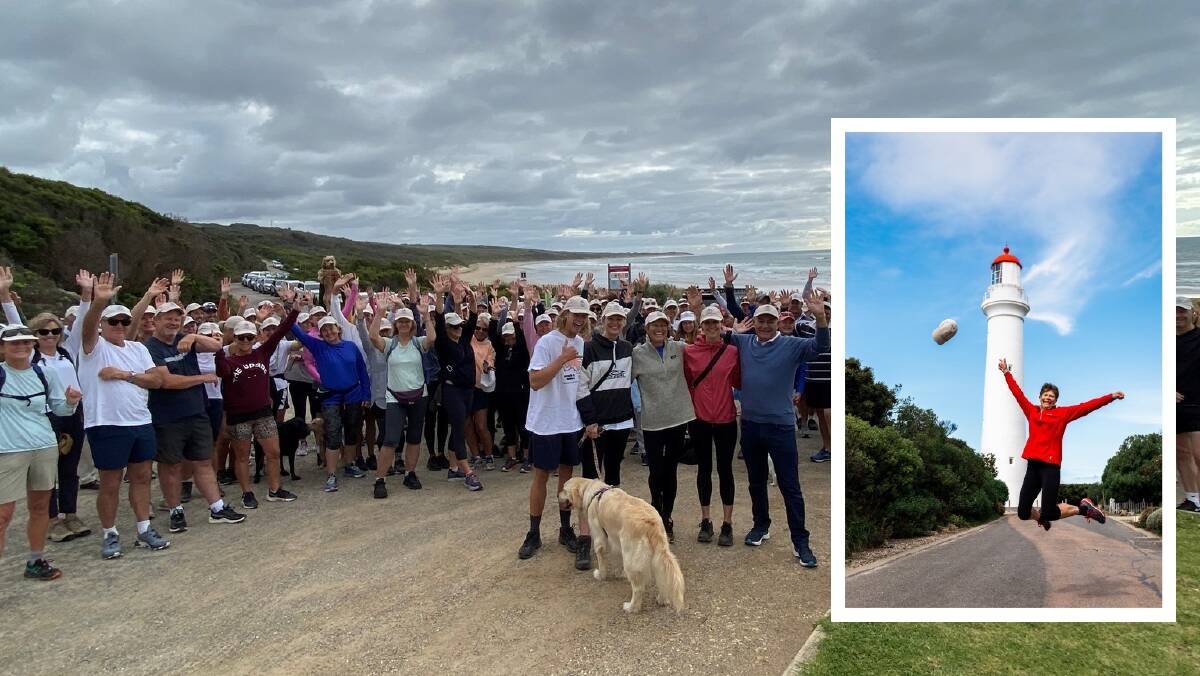 HOPE: Fiona Elsey Cancer Research Institute is calling on people to walk to a lighthouse, or any other key landmark, to follow in the footsteps of Janet Jones for cancer awareness. Pictures: FECRI, Zoe Strapp Photography inset