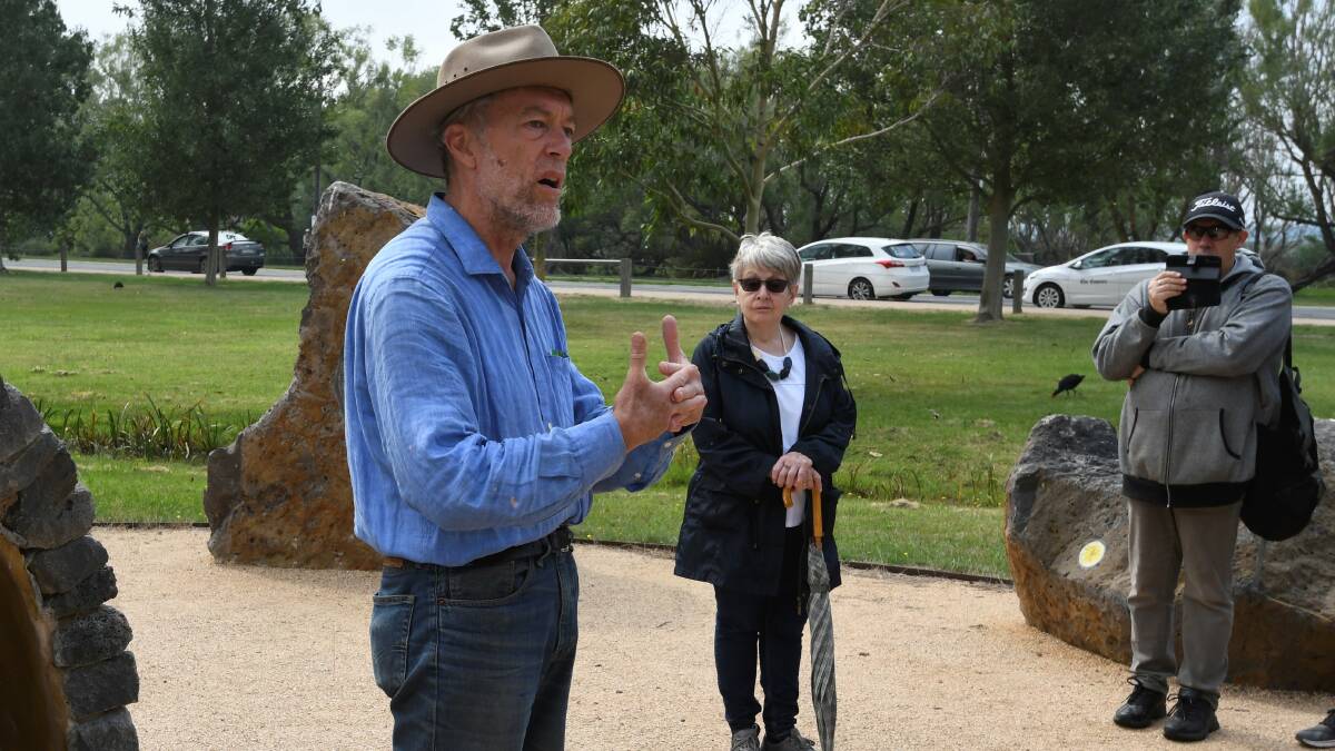 SHARING: Hedley Thompson shares his passion for wetlands near Lake Wendouree in an interfaith week event. Pictures: Lachlan Bence