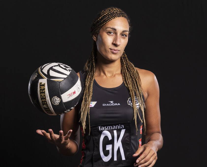 POWER: Collingwood star defender Geva Mentor at the Super Netball launch on Tuesday. Picture: AAP