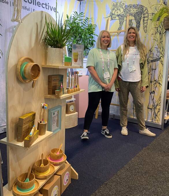 SHARING: The Boo Collective's Georgia Fiske and Jane McLeod with their products at Sydney Gift Fair earlier this year. Picture: The Boo Collective