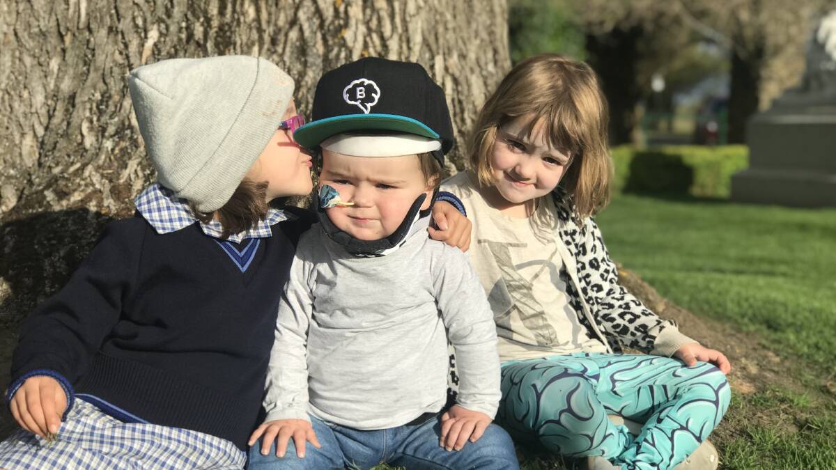 Baxter Ericksen is a busy two-year-old in keeping up and having fun with sisters Molly and Iris. His complex, and largely unclear symptoms, means Baxter has fast become a popular face in Ballarat Health Services Base Hospital. His parents says the children’s ward redevelopment will make a big difference for their young family. Picture: Leigh Ericksen
