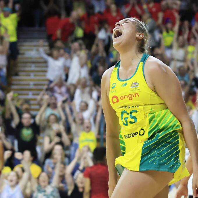 Australian Diamond Donnell Wallam has become the centre of controversy this week in speaking out against a team sponsorship deal before scoring the winning goal against England in her international debut. Picture by Getty Images