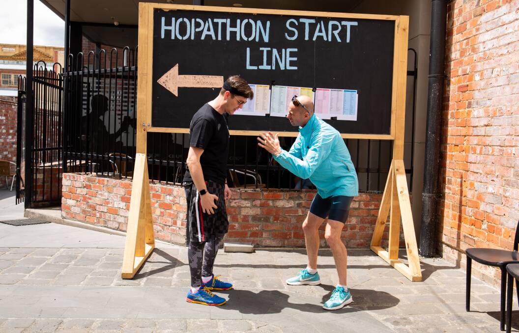 MOTIVATION: Olympian and Hop-a-thon ambassador Steve Moneghetti serves up advice ahead of the inaugural event last year. Picture: JRM Social