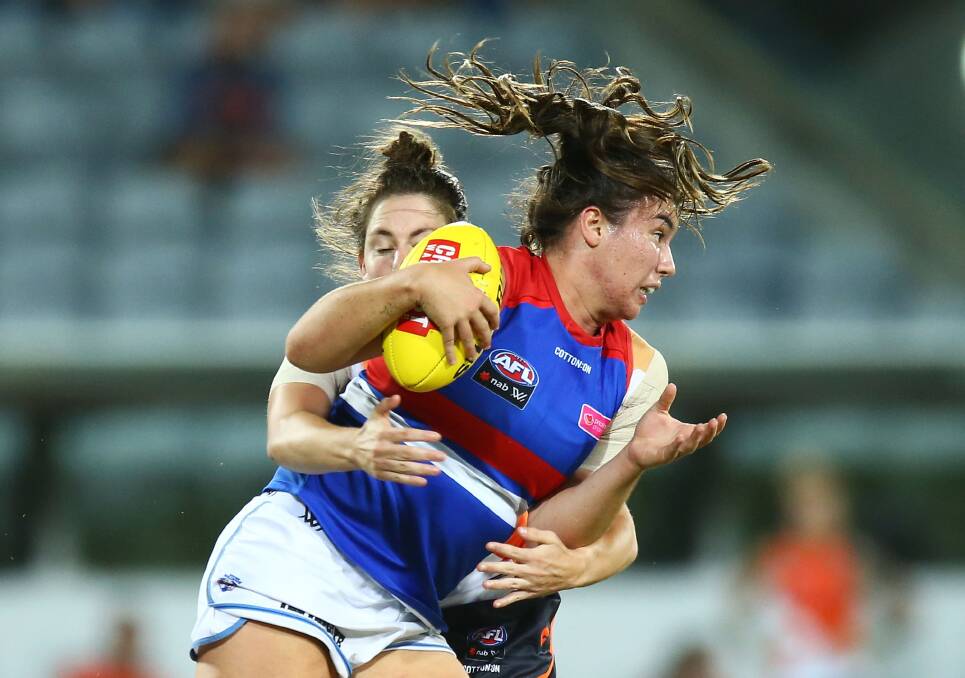 FIERCE: Western Bulldogs' forward Bonnie Toogood says her advice to girls, whenever they hear negative comments, is that if they love what they're doing, prove it. Picture: Mark Nolan, Getty Images