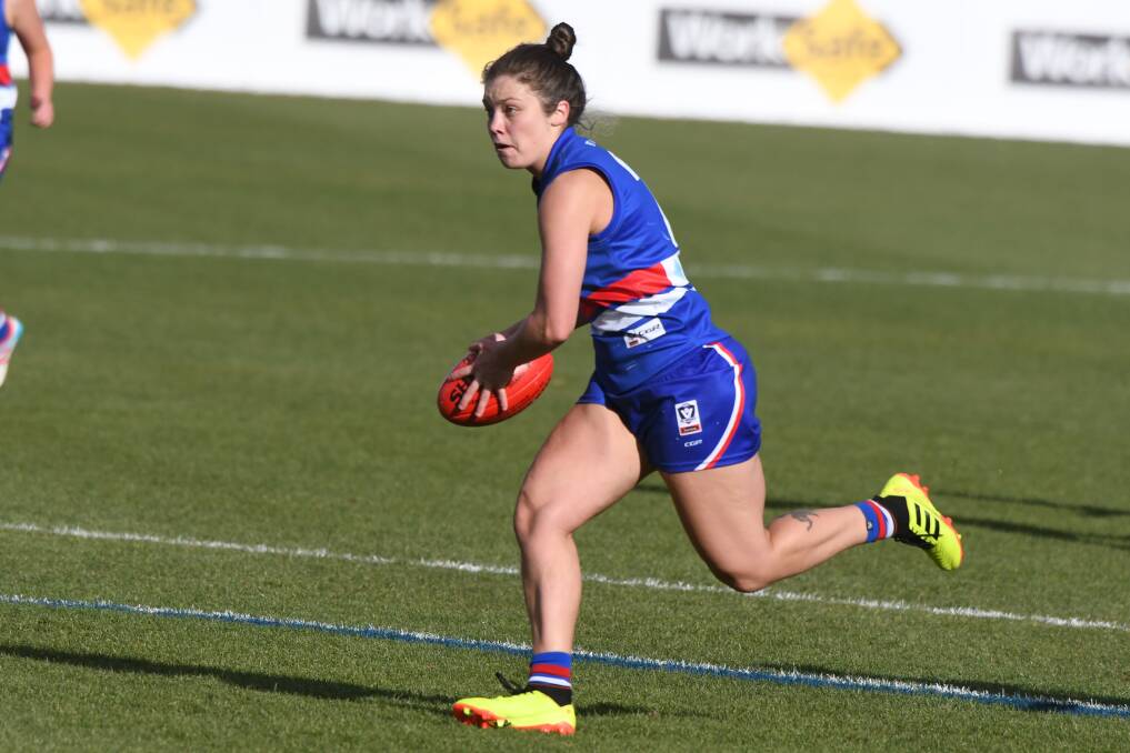 FLASHBACK: Western Bulldogs captain Ellie Blackburn in action for a Victorian Football League hit-out at Mars Stadium in 2018. Picture: Kate Healy