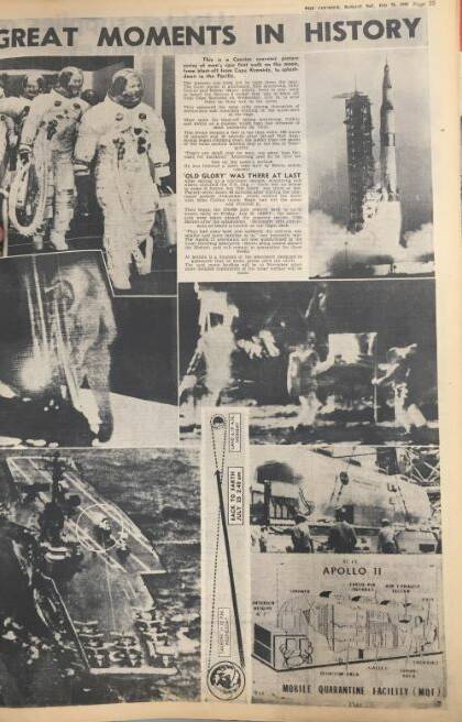 KEEPSAKE: A portion of The Courier's souvenir edition on Saturday, July 26, to mark the moon landing from earlier in the week.