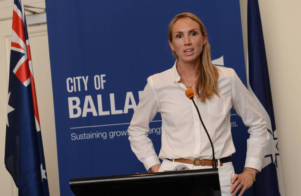 Volleyballer Tamsin Hinchley (née Barnett) in a City of Ballarat Olympian civic reception in 2012.