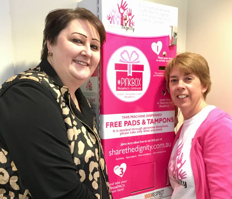 HELP: Sheroes (female heroes) Katrina Abrams and Margaret Anderson set up the new #PinkBox to share dignity in Ballarat - no questions asked. 