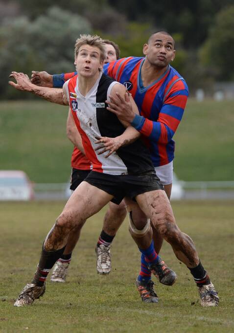 Former Hepburn ruckman Salesi Uhi in action for the Burras in 2013 Central Highlands Football League action. Picture: Adam Trafford