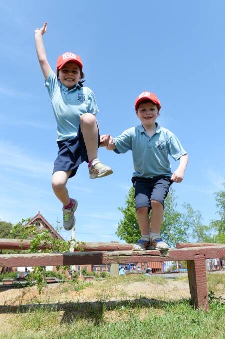 READY: Six-year-old twins Ivy and Jack Storey signed up from the start for Run Ballarat. Picture: Kate Healy