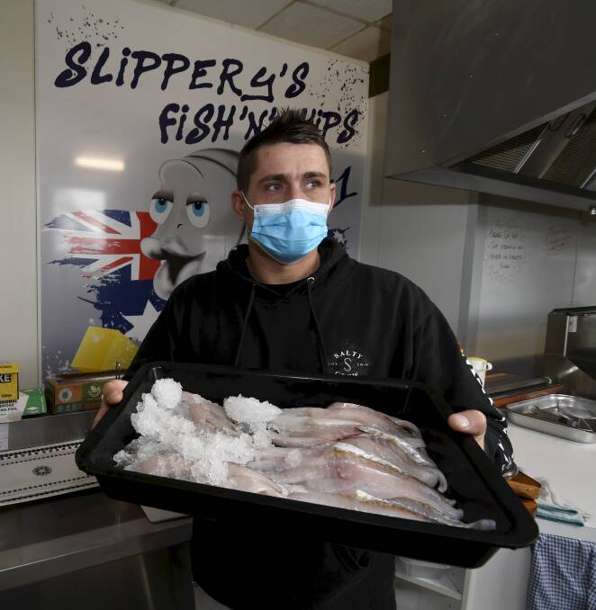 FRESH: Slipper Seafood's Joe McFall says ice and wintery conditions kept his stock catch safe. Picture: Lachlan Bence