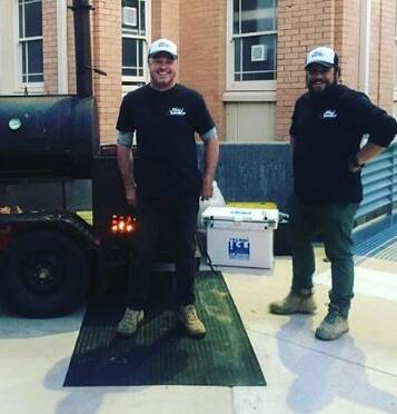 COOK UP: Ballarat duo Michael Gravenall and Kris Gay won over judges with their American flavour profile in pork ribs and lamb. Picture: @BlueSmoke_Barbecue, Instagram
