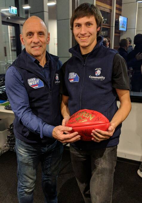 Western Bulldogs icon Tony Liberatore and Sons of the West's City of Ballarat club champion winner Andrew. Picture: Western Bulldogs