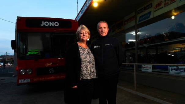 SUPPORT: Jenni Crowden, mother of Jonathan who this soup bus is named after, and volunteer driver Michael Quick. Picture: Adam Trafford