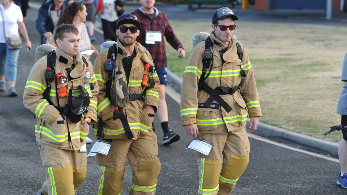 STEPPING UP: Firies join in the Ballarat Walking Off the War Within event in March to raise awareness for mental health support among servicemen and women. Picture: Lachlan Bence