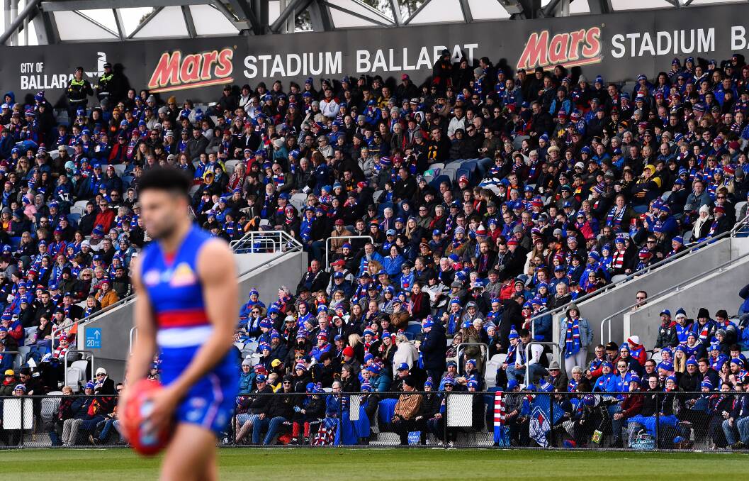 PACKED: This was the first sold-out clash for Mars Stadium - only, 1440 people failed to rock up for the party. Picture: Adam Trafford