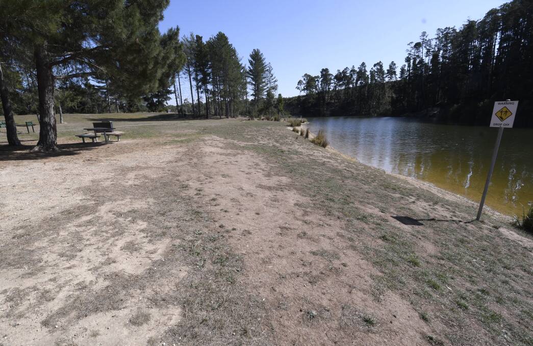 EMPTY: A popular weekend picnic spot was deserted at St Georges' Lake on Saturday. Picture: Lachlan Bence
