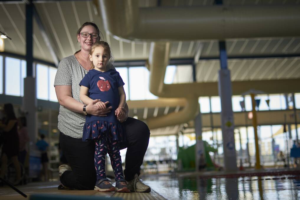 AWARE: Aurielle Walters wants all parents to consider swim lessons after her daughter Eleanor plunged to the pool bottom. Picture: Luka Kauzlaric