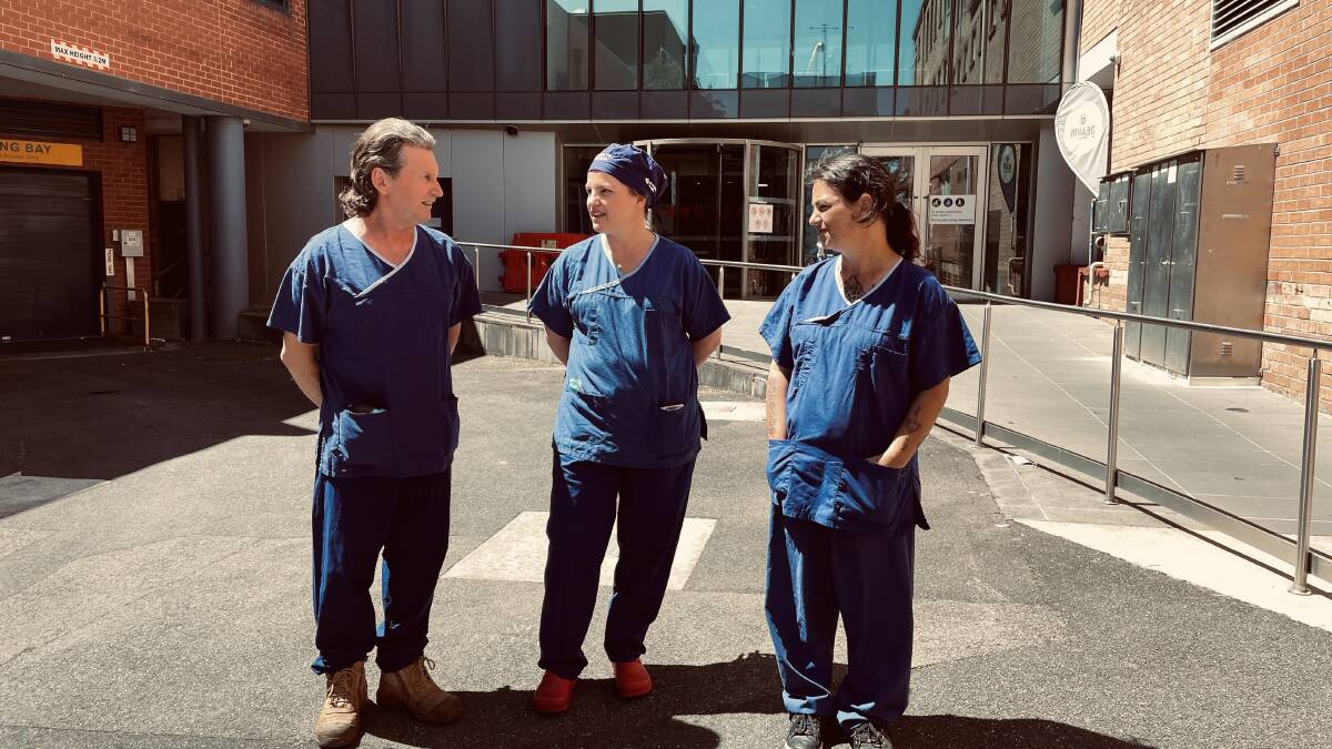 Grampians Health surgeon Carolyn Vasey (centre) catches up with her patients, David Tippett and Lisa Butcher, who among the first to have robotic surgery in Ballarat.