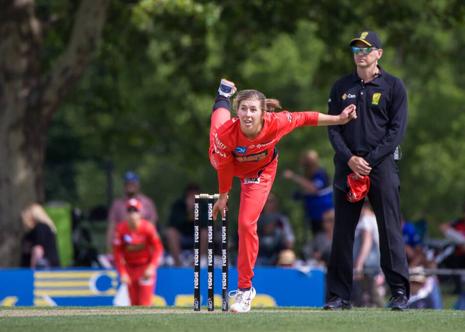 UP CLOSE: Mortlake export Georgia Wareham in action for Melbourne Renegades in a Women's Big Bash League in-season clash against Melbourne Stars at Eastern Oval last summer.
