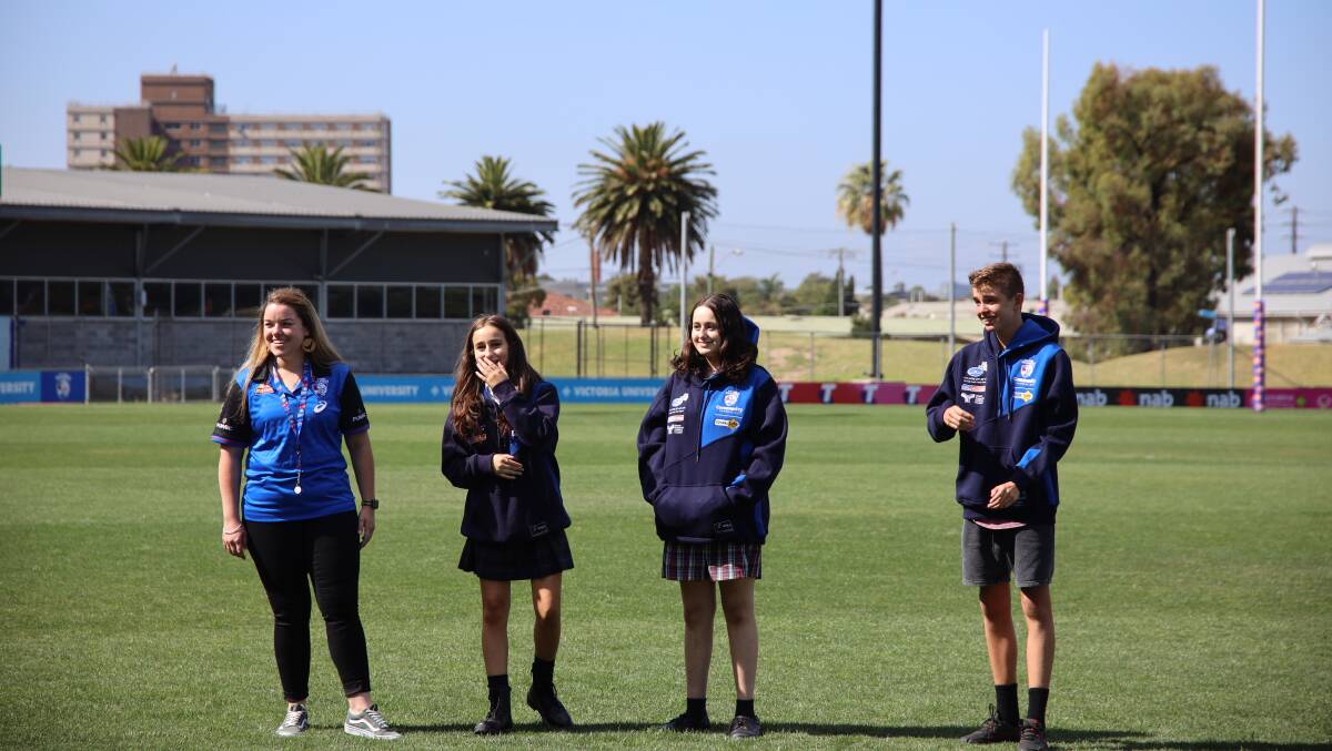 PROUD: Ballarat's Tyler Somerville with other Nallei Jerring participants at Whitten Oval last year. Picture: Western Bulldogs Community Foundation