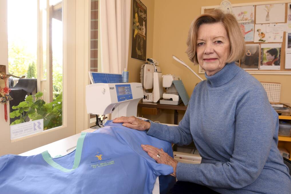HELPING PROTECT:Marlene Byron is using her sewing skills to make hospital scrubs. Picture: Lachlan Bence