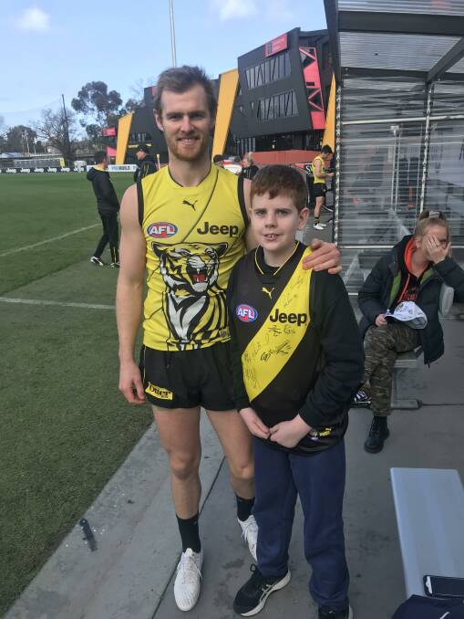 SUPPORT: Blake Dridan with former Greater Western Victoria Rebel David Astbury, who hails from Tatyoon.