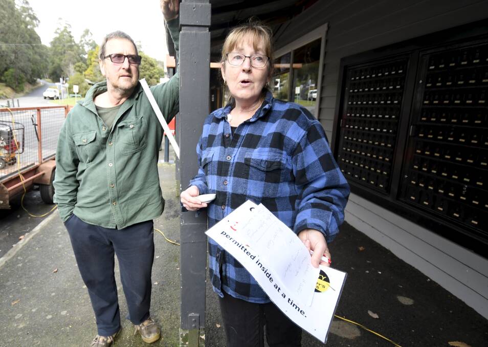 SUPPORT: Blackwood's post office and cafe, led by Carol Guthrie, is acting as a central meeting point for residents to help each other. Picture: Lachlan Bence