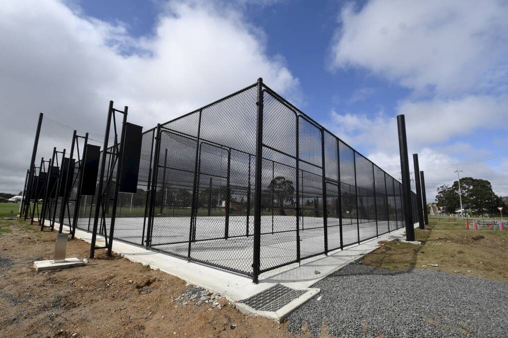 Waiting for some sunnier days is East Ballarat's new cricket nets facility at Russell Square. The Hawks hope to have the facility operational as soon as possible. Picture by Lachlan Bence