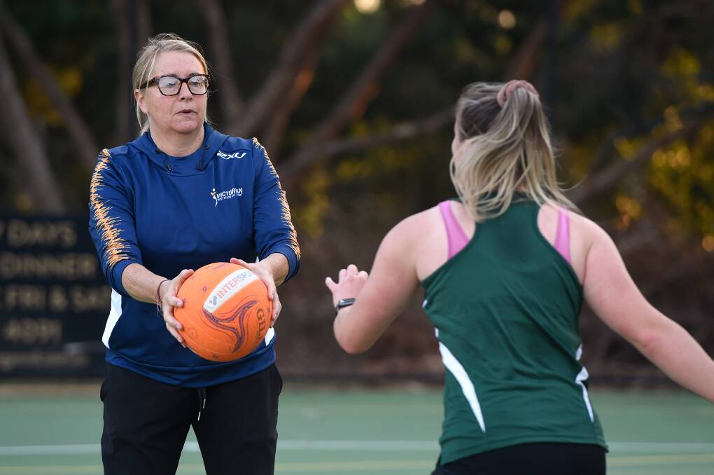 SUPPORT: Former Diamonds coach Lisa Alexander, leading a session with Rokewood-Corindhap last pre-season, says it feels a little like defection moving to an English post but ultimately it can only help to drive competition. Picture: Adam Trafford
