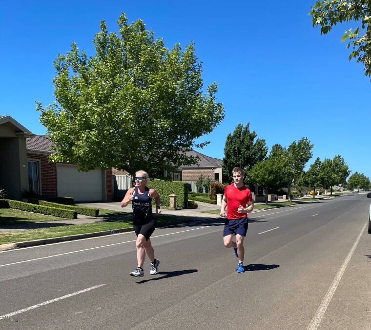 SUPPORT: Elisa Zentveld out running with her eldest son James in Ballarat last weekend.