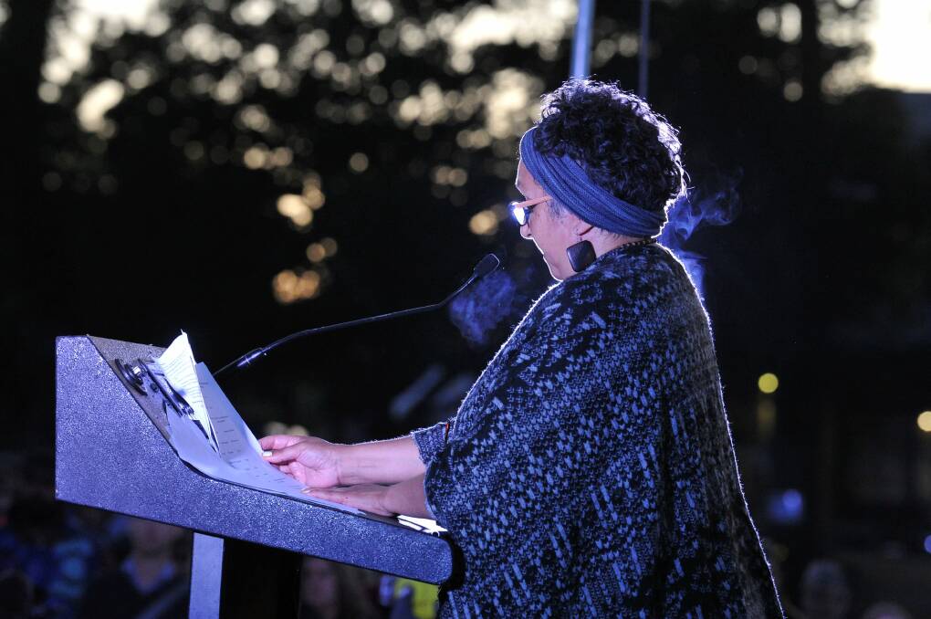 AWARENESS: A list of Indigenous massacres is read aloud in the Invasion Day dawn service at View Point, Lake Wendouree earlier this year. Picture: Lachlan Bence