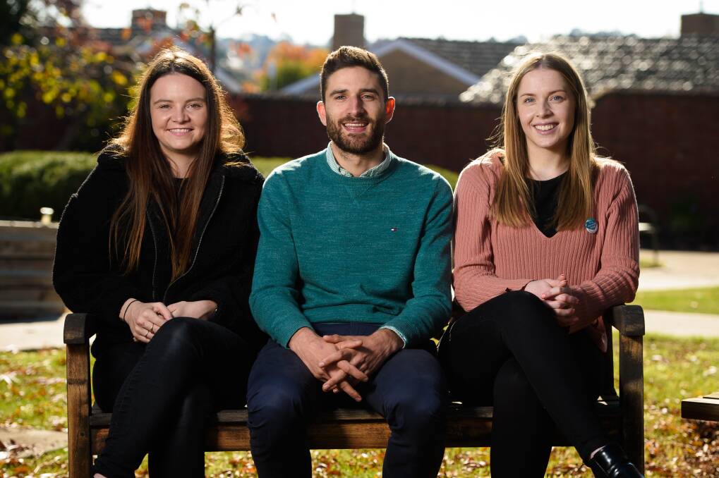 CHAMPIONS: Meg Curnow, Nick Locandro and Brittany Rose are joining forces to put the spotlight on what dementia really means for Ballarat. Picture: Adam Trafford