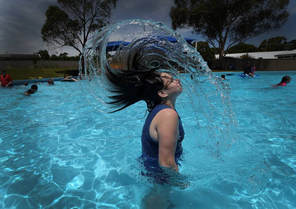 SPLASH: Jade Retallick cools off in the Buninyong pool last summer. Picture: Lachlan Bence