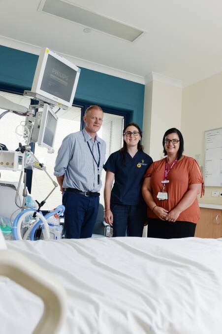 HUMBLE: Ballarat Health Services ICU director Angus Richardson, ICU nurse Rebecca Squire and nurse donation specialist Larna Woodyatt. Picture: Kate Healy