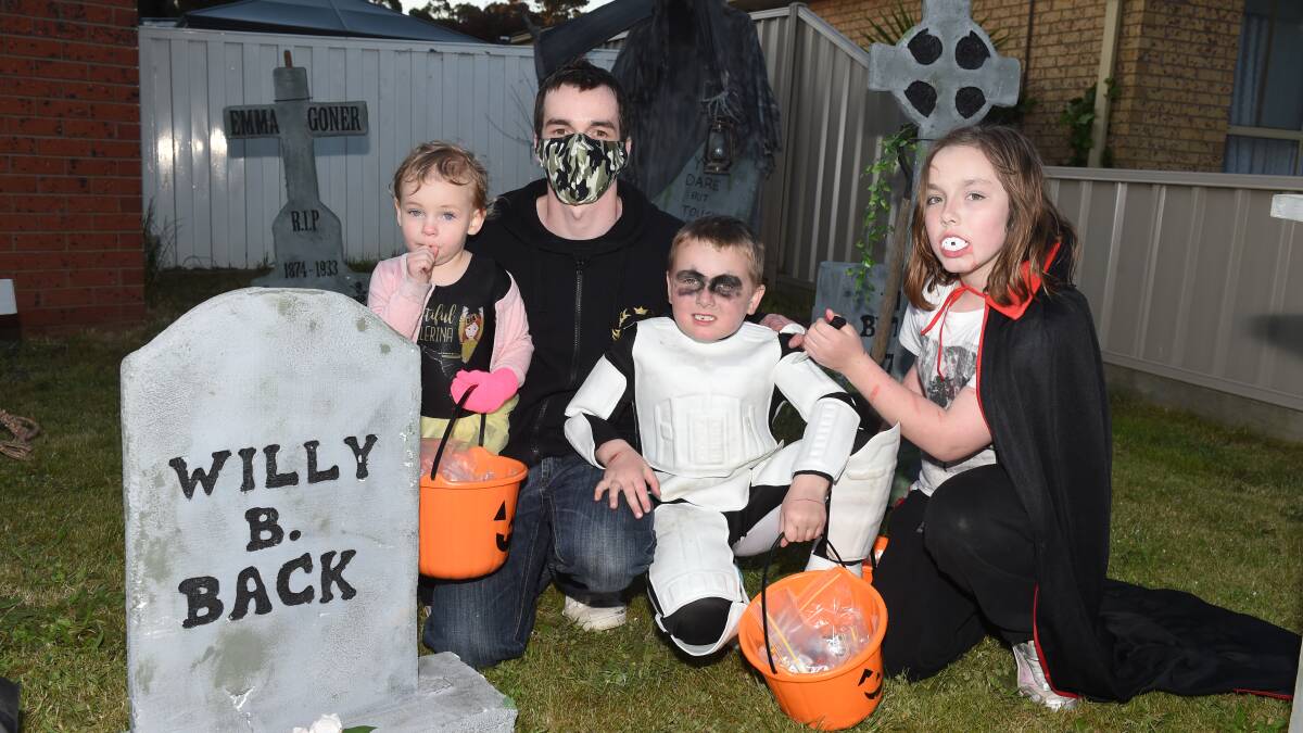 Ruby Axford, 3, Anthony Axford, Oliver Axford, 6, and Tanah Axford, 9, Ballarat North. Picture: Kate Healy