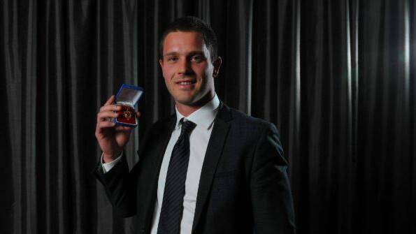 DECORATED: Darley's Jake Edwards wins the 2013 Ballarat Football League Henderson Medal