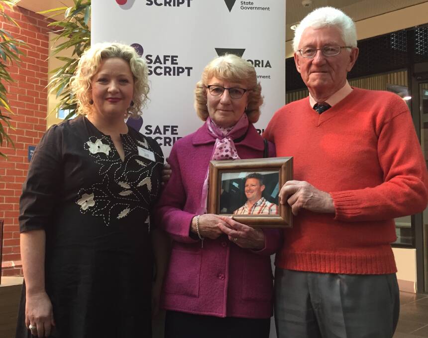 MISSION: Victorian Health Minister Jill Hennessy and tireless advocates Margaret and John Millington, who have campaigned for prescription monitoring since the death of their son Simon. 