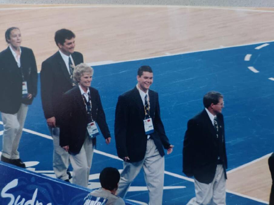 REPRESENT: Basketball statistician Jason Crosbie, then aged 17, steps out for the 2000 Sydney Olympic Games. Picture: courtesy Jason Crosbie